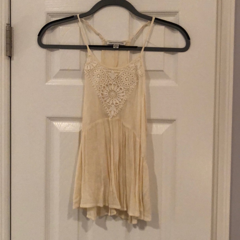 Tank top with crochet designed top
